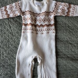The Children's Place Cream and Brown Knit Bodysuit